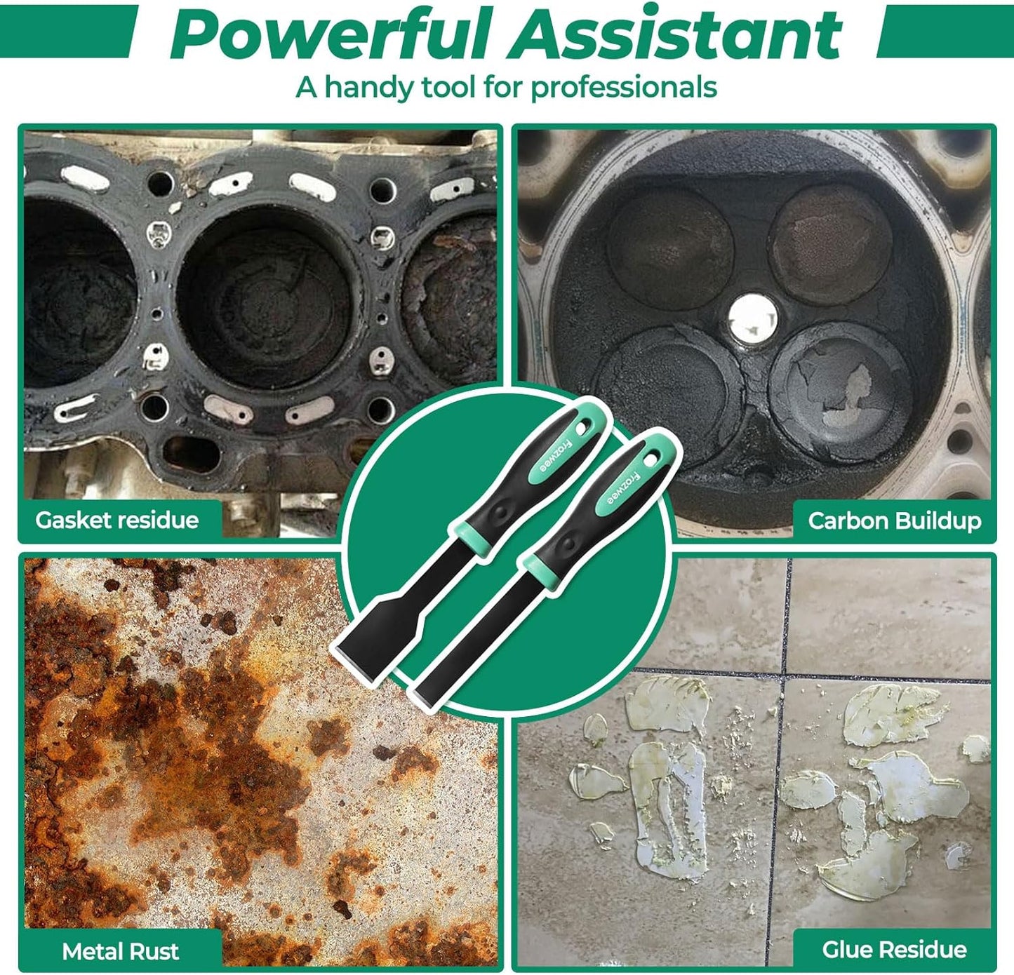 2PCS Carbide Scraper Set(1-1/4 inch & 5/8 inch),Super Gasket Scraper with Durable Tungsten Tip for Remove Gaskets, Carbon and More from Varied Surfaces