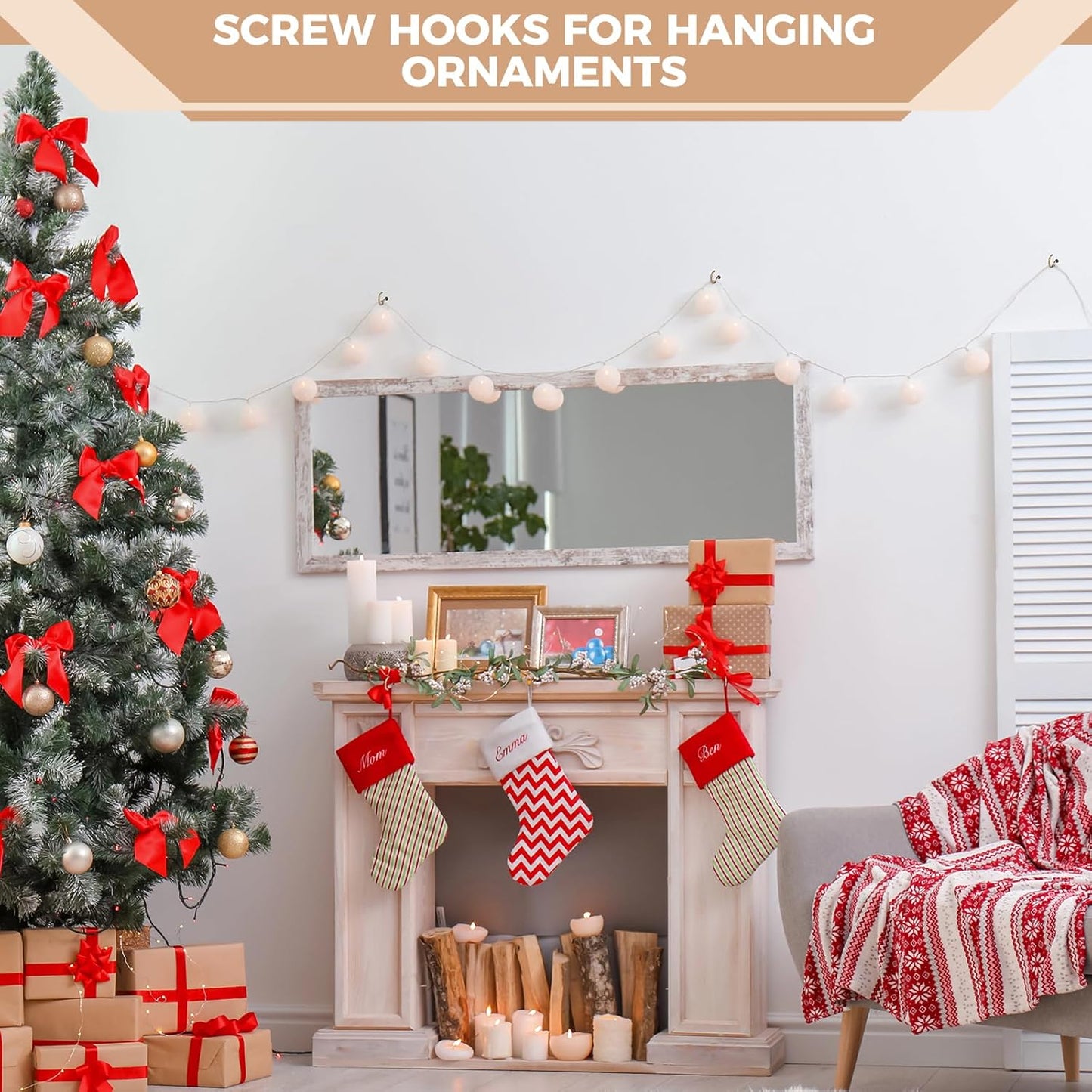 RELBRO Screw Hooks, 6 Sizes Metal Screw in Cup Hooks, 1/2 Inch, 5/8 Inch, 3/4 Inch, 7/8 Inch, 1 Inch, 1-1/4 Inch, Bronze, 110 Pcs