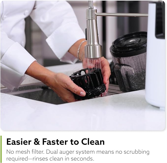 Hurom H70 Cold Press Juicer Machine, Easy to Clean Masticating Slow Juicer, Ideal Balance of Size and Function, Compact, Strainer Free, Self Feeding, Hands Free, with Wide Mouth Hopper (White)