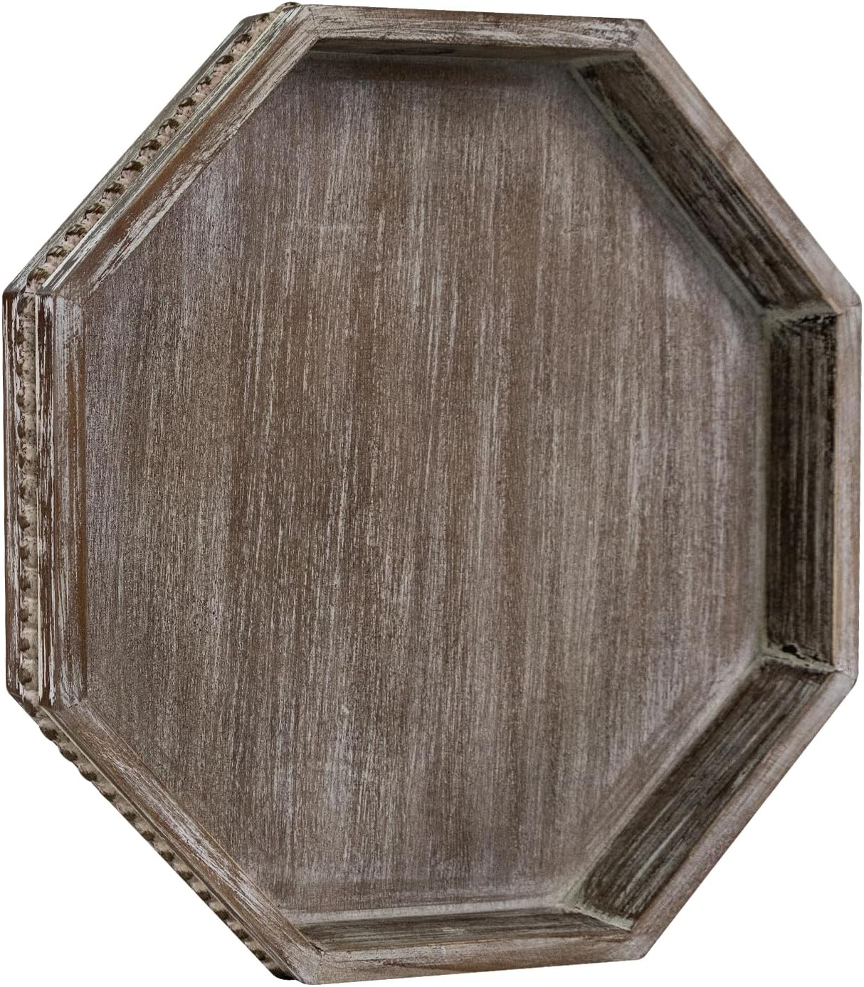 Wooden Decorative Tray, Small Serving Tray with Wood Bead, Farmhouse Big Tray for Ottoman, Countertop, Coffee Tabl, 13" x 13"x 1.6" (Retro Brown)