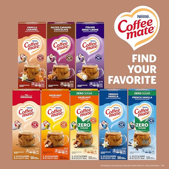 Nestle Coffee mate Coffee Creamer, Cafe Mocha, Liquid Creamer Singles, Non Dairy, No Refrigeration, 0.375 fl oz Tubs (Pack of 200)