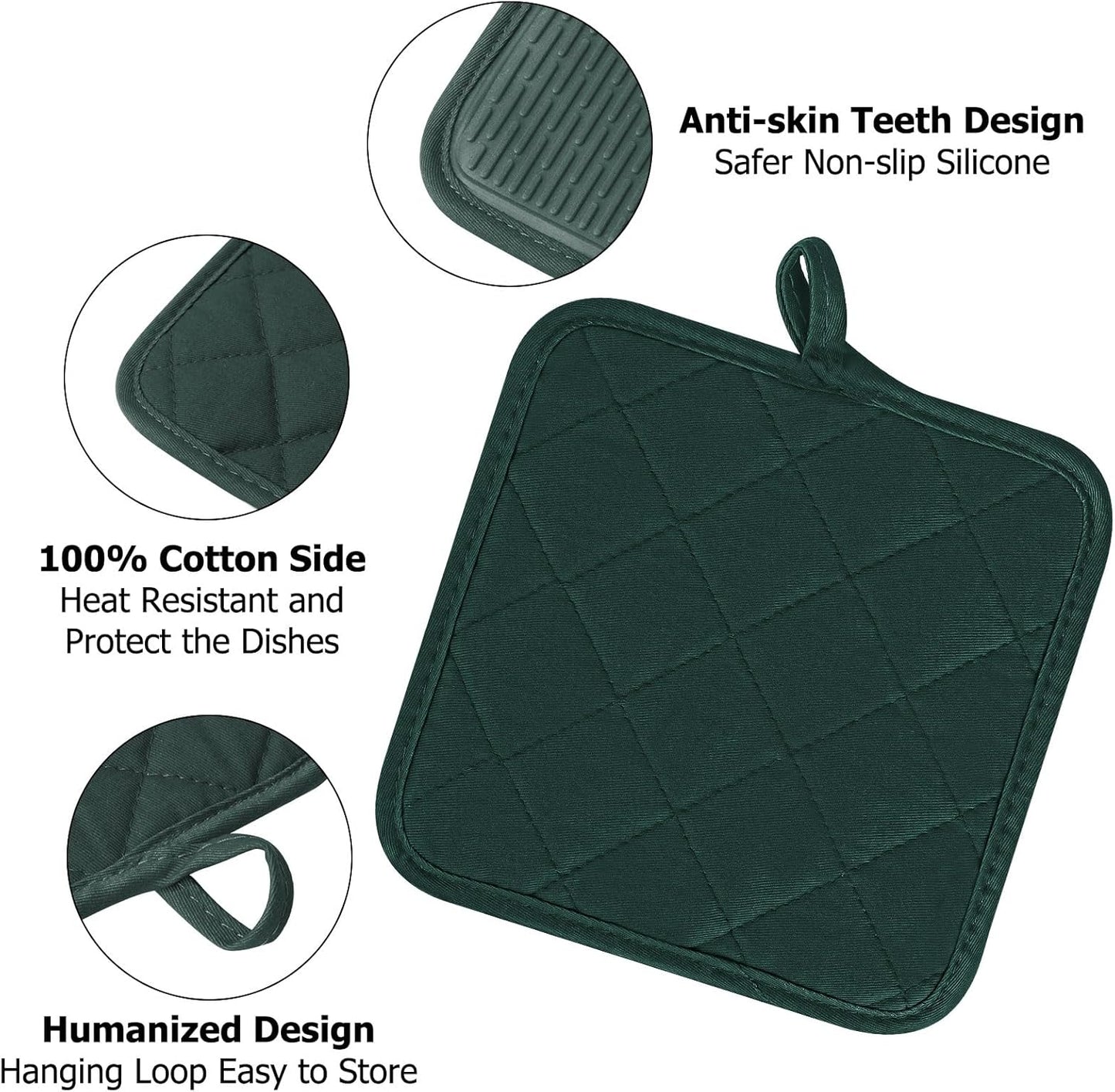 Oven Mitts and Pot Holders Set, Pack of 4, Heat Resistant Silicone Kitchen Mini Oven Mittens for 500 Degrees, Mini Oven Gloves and Hot Pads for Baking Grilling Barbecue Microwave Machine Washable