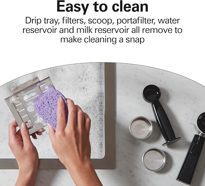 Hamilton Beach Slide and Lock Espresso Machine, Programmable Coffee Maker for Café-Quality Cappuccino & Latte, 15 Bar Pump, Milk Frother Steamer Wand, 70 oz. Removable Reservoir, Black (40750)