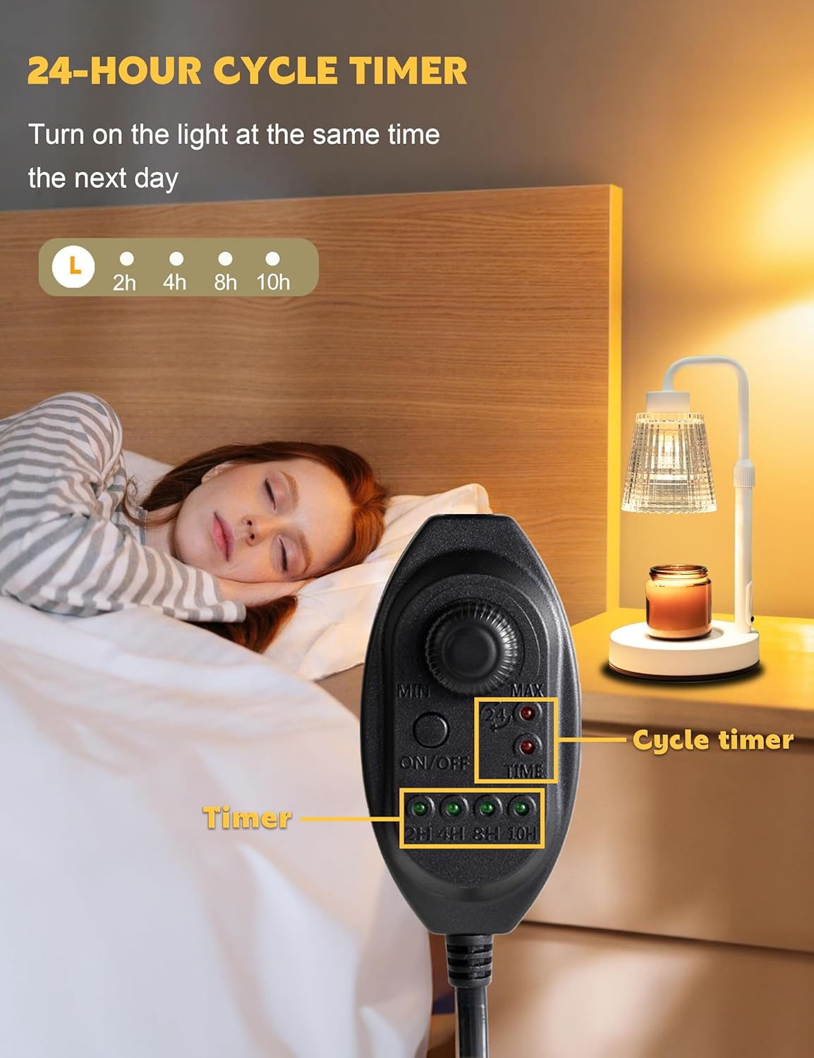 Candle Warmer Lamp with Timer Dimmable, Birthday Gifts for Women Mom, House Warming Gifts New Home Decor, Wax Melt Warmer for Jar Candles with 2 Bulbs