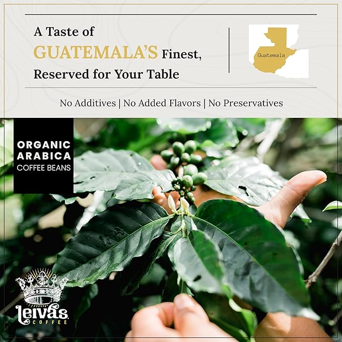 Leivas Unroasted Green Coffee Beans (1Kg) – Coban/Quiche Single Origin Coffee w/Fresh Fruit & Floral Notes – Washed, Shade Grown Organic Guatemala Beans – Balanced, Whole Bean Unroasted Blend