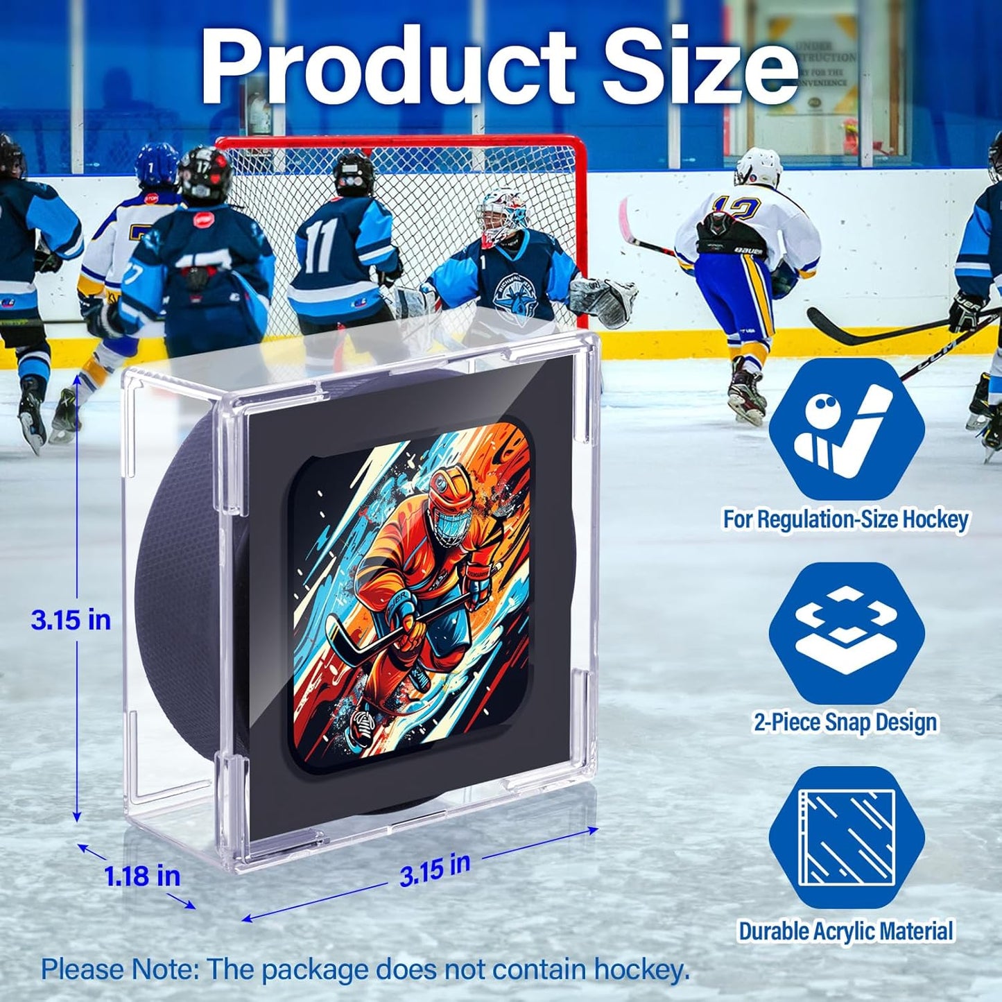 Hockey Puck Display Case, 8 Pack Acrylic Holder for Official Size Pucks, Gifts for Hockey Collectors and Enthusiasts, Premium Display Box for Collectibles