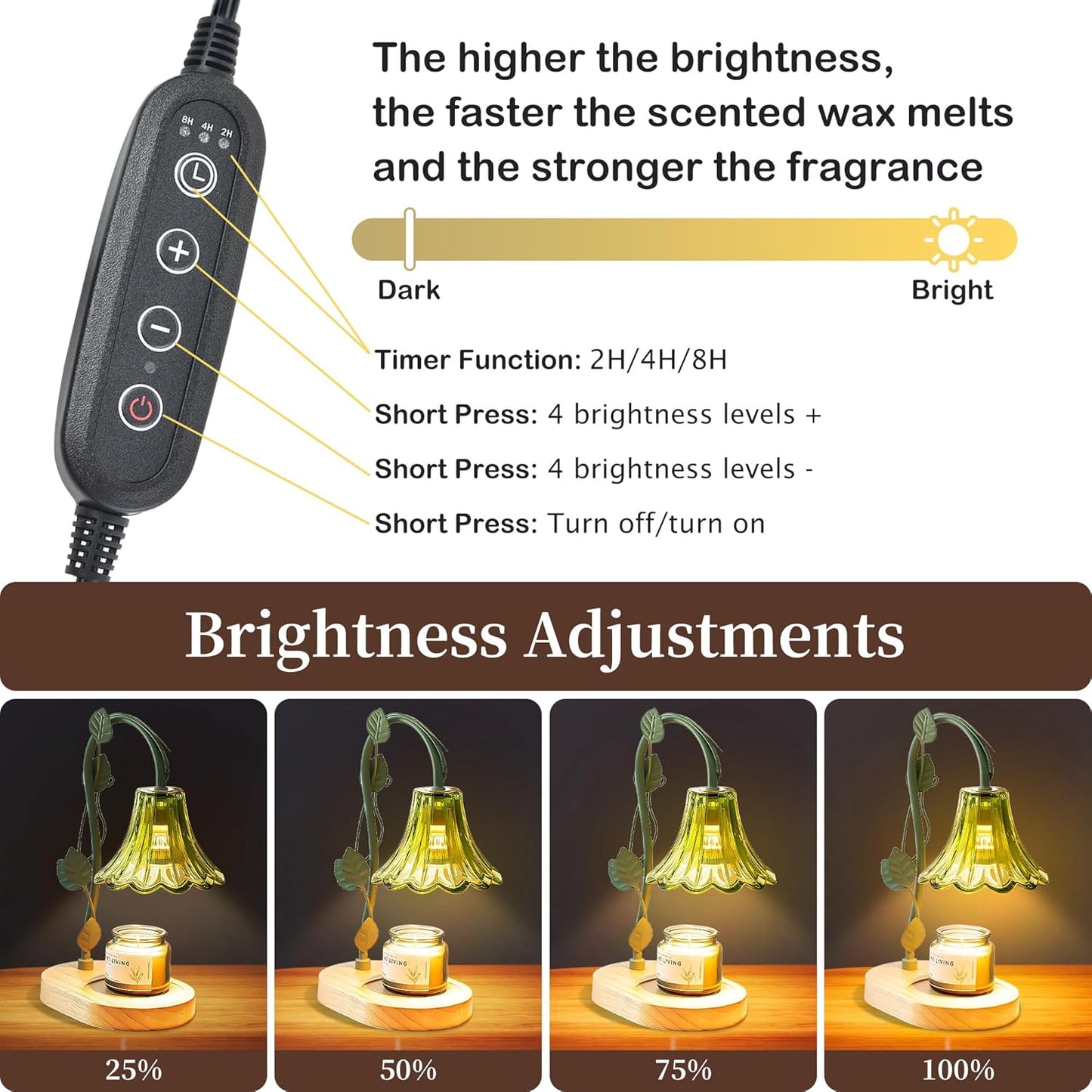 Flower Candle Warmer Lamp with Timer,Dimmable Candle Lamp Warmer,Adjustable Height Candle Warmer for All Jar Candles,Bedroom Living Room Home Decor Aesthetic Christmas Birthday Gifts (Morning Glory)