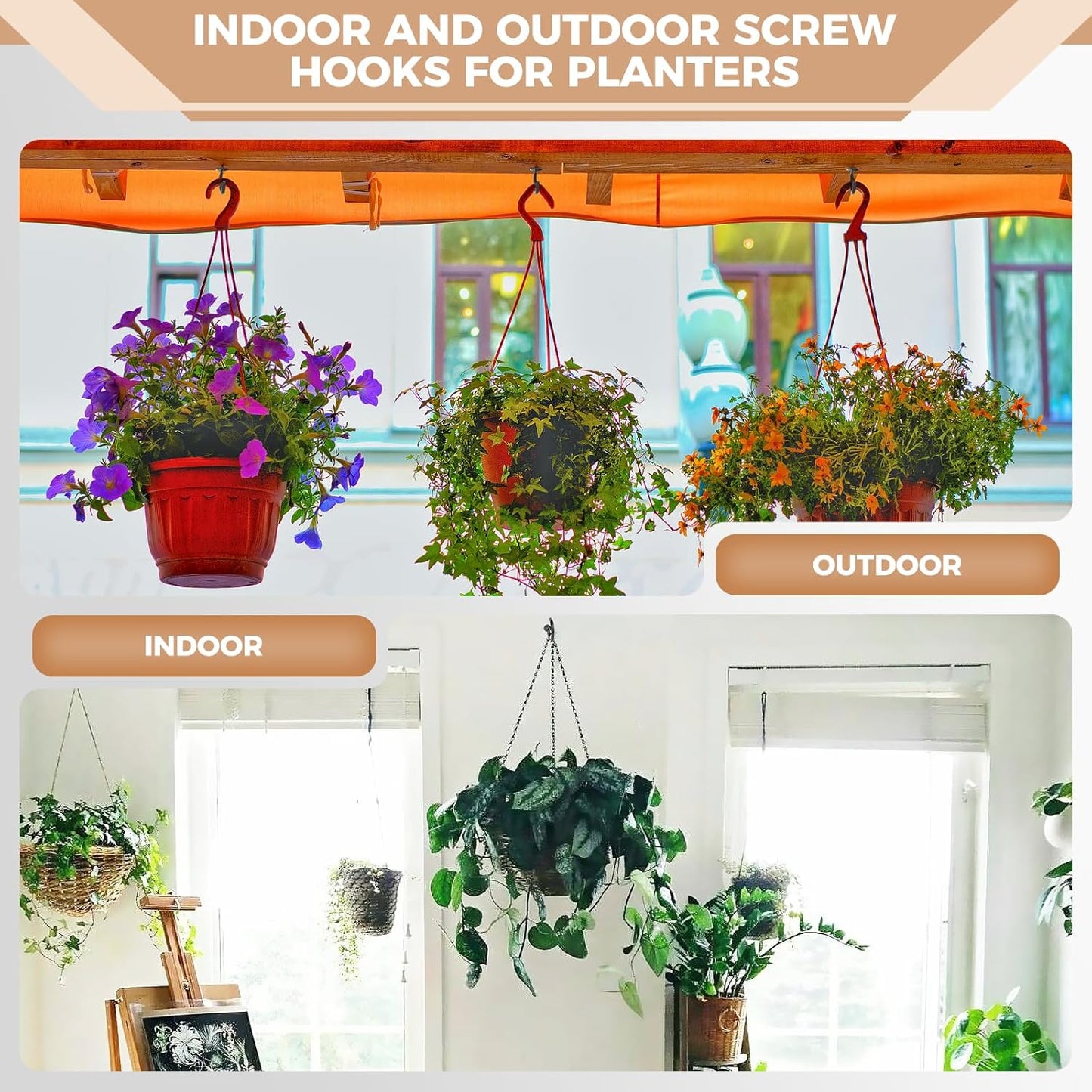 RELBRO Screw Hooks, 6 Sizes Metal Screw in Cup Hooks, 1/2 Inch, 5/8 Inch, 3/4 Inch, 7/8 Inch, 1 Inch, 1-1/4 Inch, Black, 110 Pcs