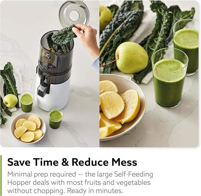 Hurom H70 Cold Press Juicer Machine, Easy to Clean Masticating Slow Juicer, Ideal Balance of Size and Function, Compact, Strainer Free, Self Feeding, Hands Free, with Wide Mouth Hopper (Black)