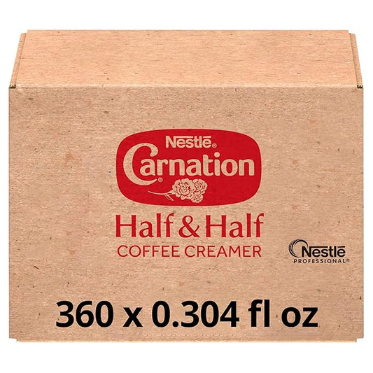 Nestle Carnation Coffee Creamer Half and Half, Made with Real Dairy, 0.304 fl oz Tubs (Pack of 360)