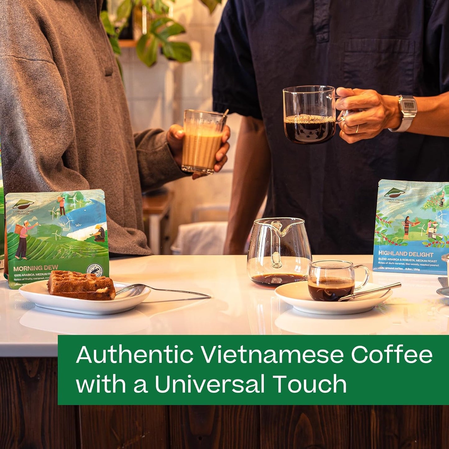 Conihat Whole Bean Coffee - 100% Vietnamese Premium Arabica, Medium Roast, Fruity, Caramel & Hazelnut Notes, Rich & Smooth, Low Acid, Single Origin, Hand-Picked,16 Oz Bag