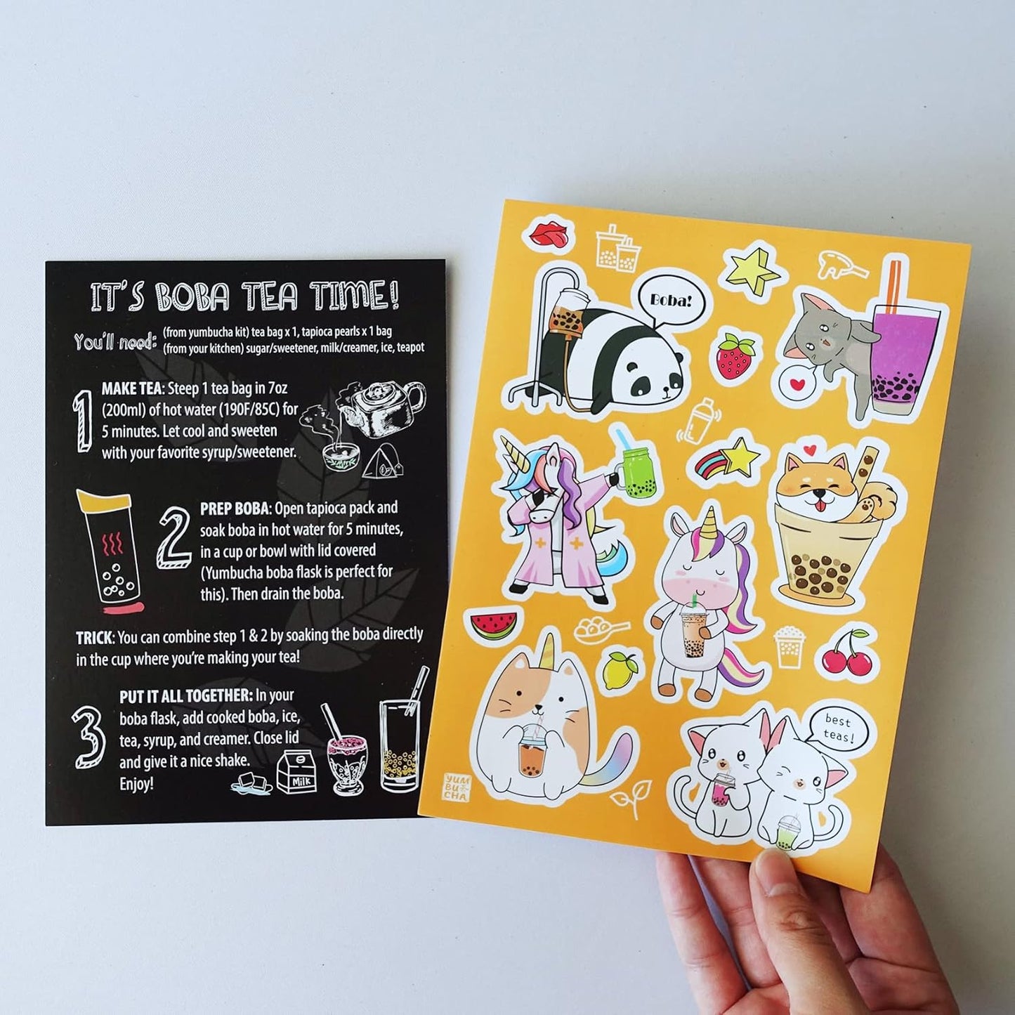 YUMBUCHA Boba Kit Set - DIY Boba Tea Making Kit with Classic Black Tea & Tapioca Pearls - Create 10 Delightful Drinks - Exquisite Loose Leaf Teabags Included - Boba Tea Gift Set for Tea Lovers