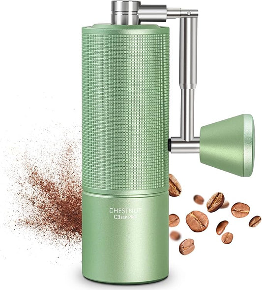 TIMEMORE Manual Coffee Grinder Chestnut C3 ESP Pro, Hand Coffee Grinder, Stainless Steel S2C Conical Burr Coffee Grinder with Foldable Handle, Adjustable Grind Setting for Espresso - Green