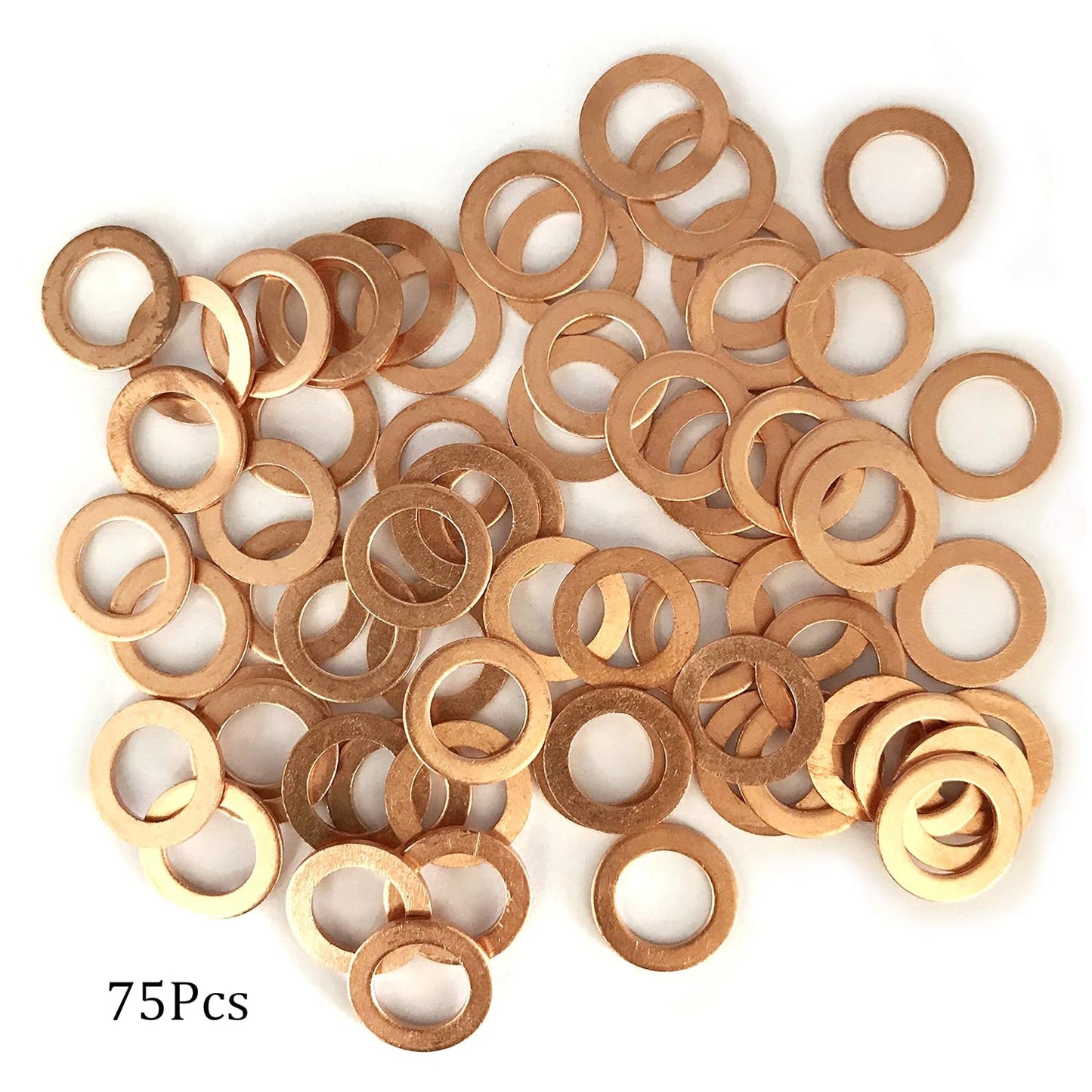 M10 Flat Washer Copper Sealing Ring, 10mm ID 16mm OD 1mm Thickness Metric Sealing Gasket, 75 Pieces